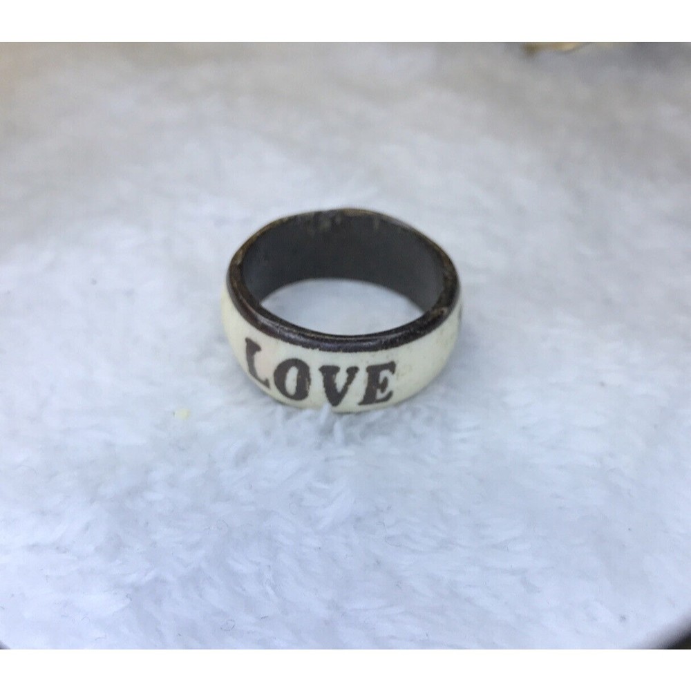 LOVE Wooden Size 10.5 Ring Mens or Womens Ring Valentines Gift Carved Ring